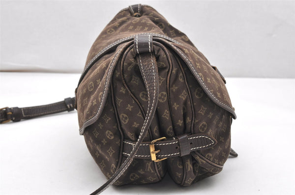 Auth Louis Vuitton Monogram Mini Lin Saumur 30 Shoulder Bag M95227 Brown 7516K