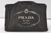 Authentic PRADA Vintage Canapa SS Denim Tote Hand Bag Purse Black 7518K