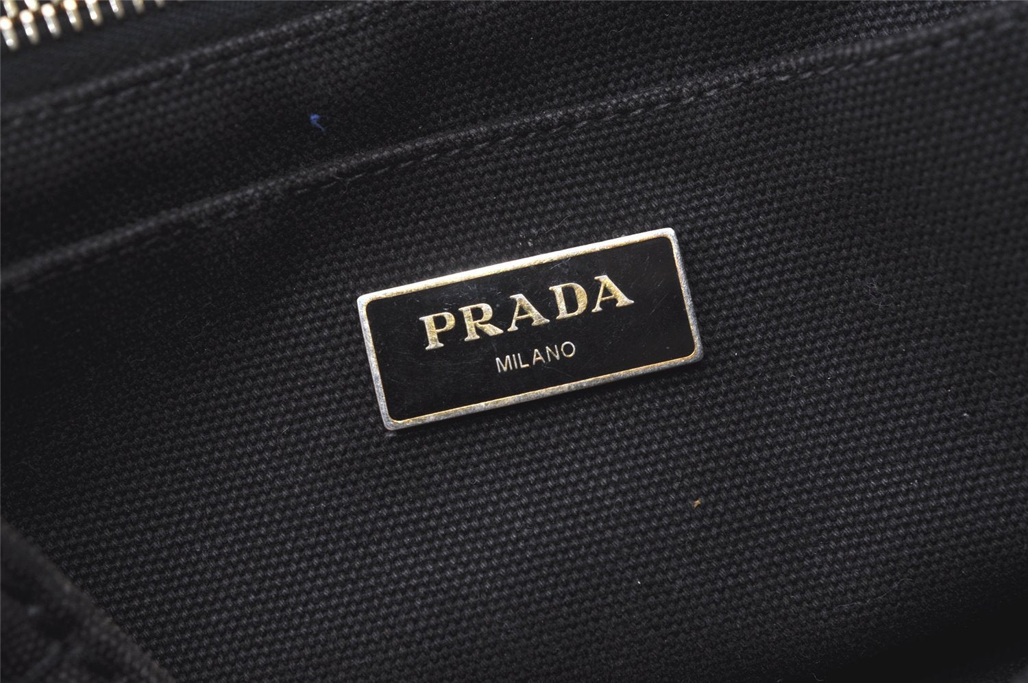 Authentic PRADA Vintage Canapa SS Denim Tote Hand Bag Purse Black 7518K