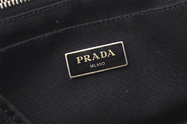 Authentic PRADA Vintage Canapa SS Denim Tote Hand Bag Purse Black 7518K