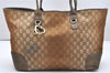 Authentic GUCCI Heart Bit Shoulder Tote Bag GG Canvas Leather 269956 Brown 7521K