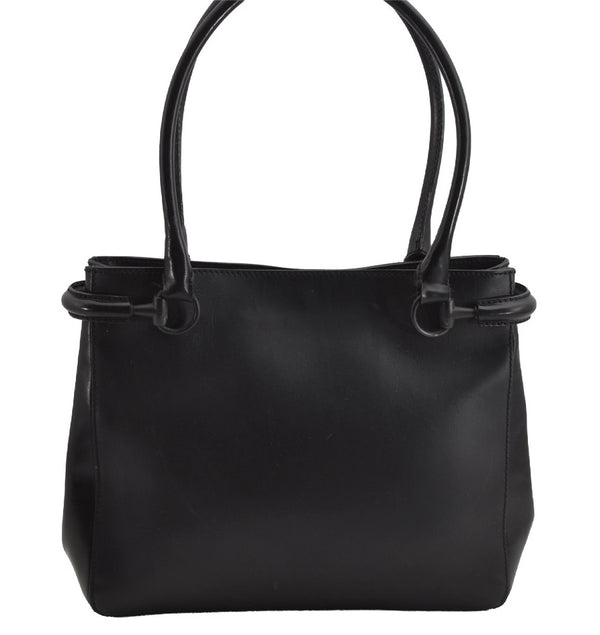 Authentic GUCCI Horsebit Vintage Shoulder Tote Bag Leather 101971 Black 7522I