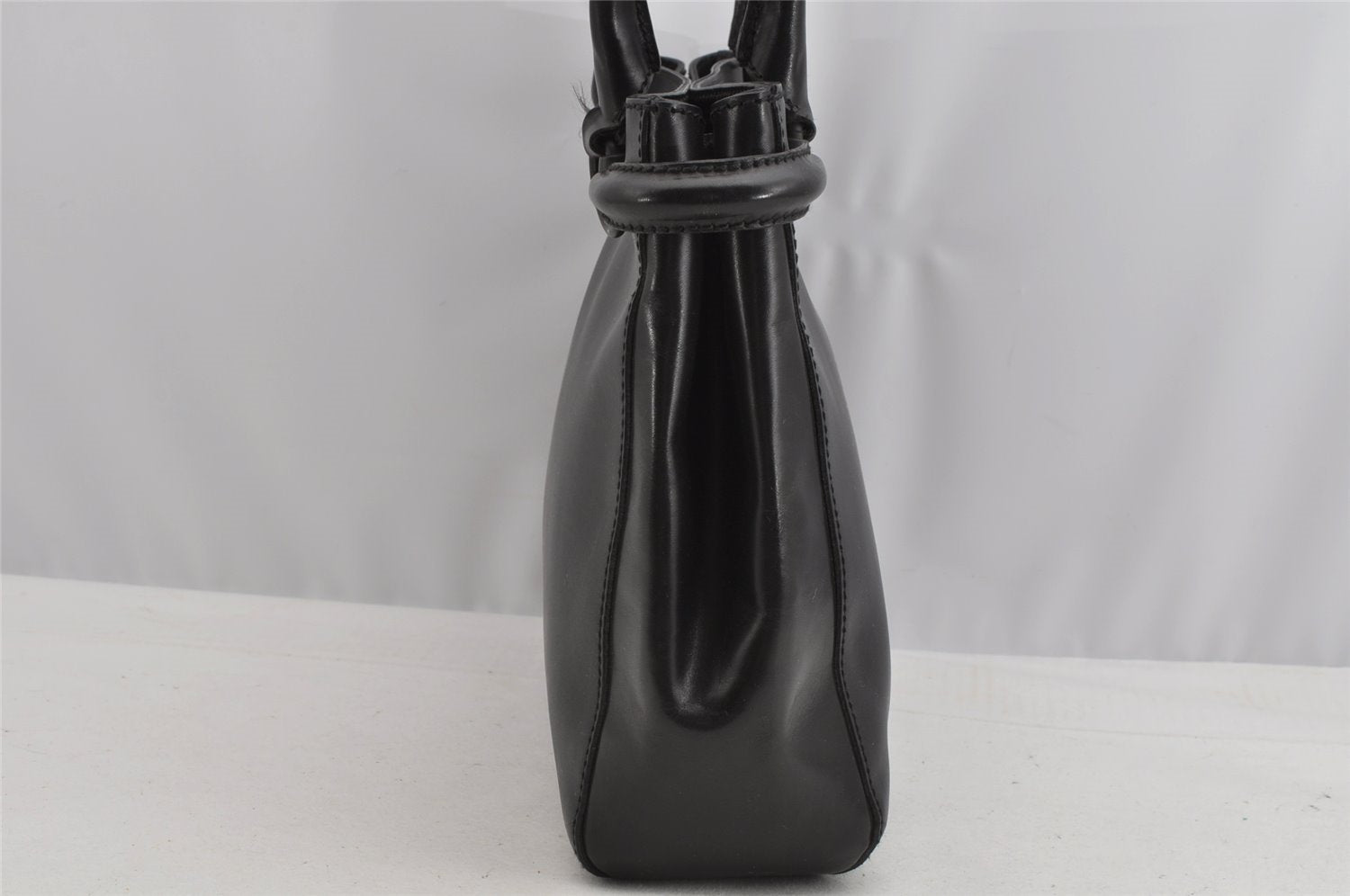 Authentic GUCCI Horsebit Vintage Shoulder Tote Bag Leather 101971 Black 7522I