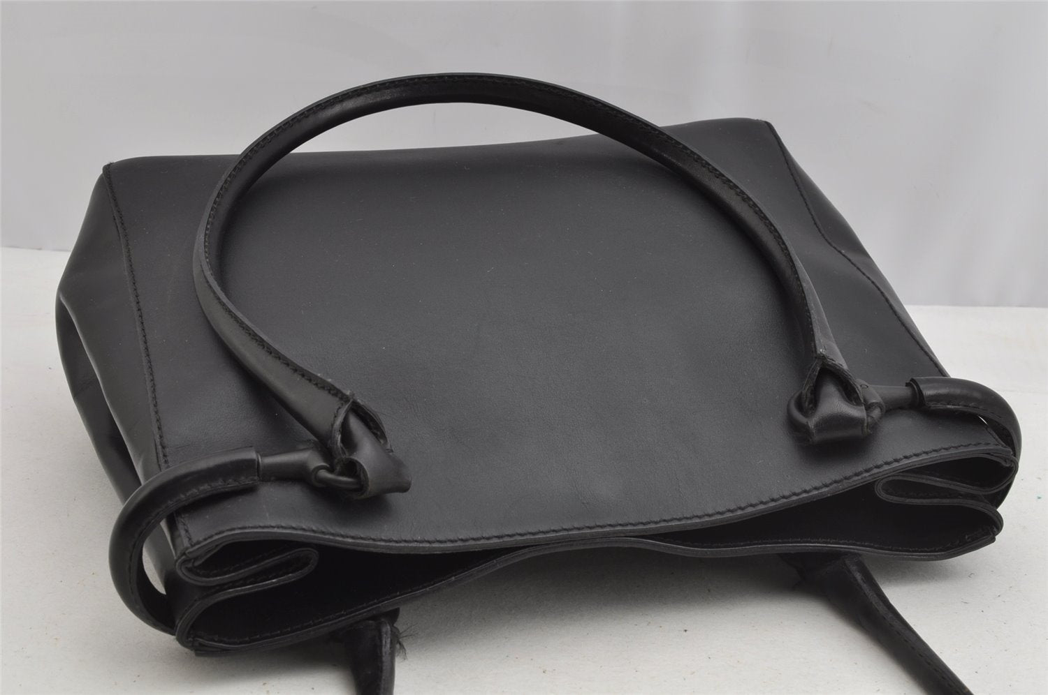 Authentic GUCCI Horsebit Vintage Shoulder Tote Bag Leather 101971 Black 7522I