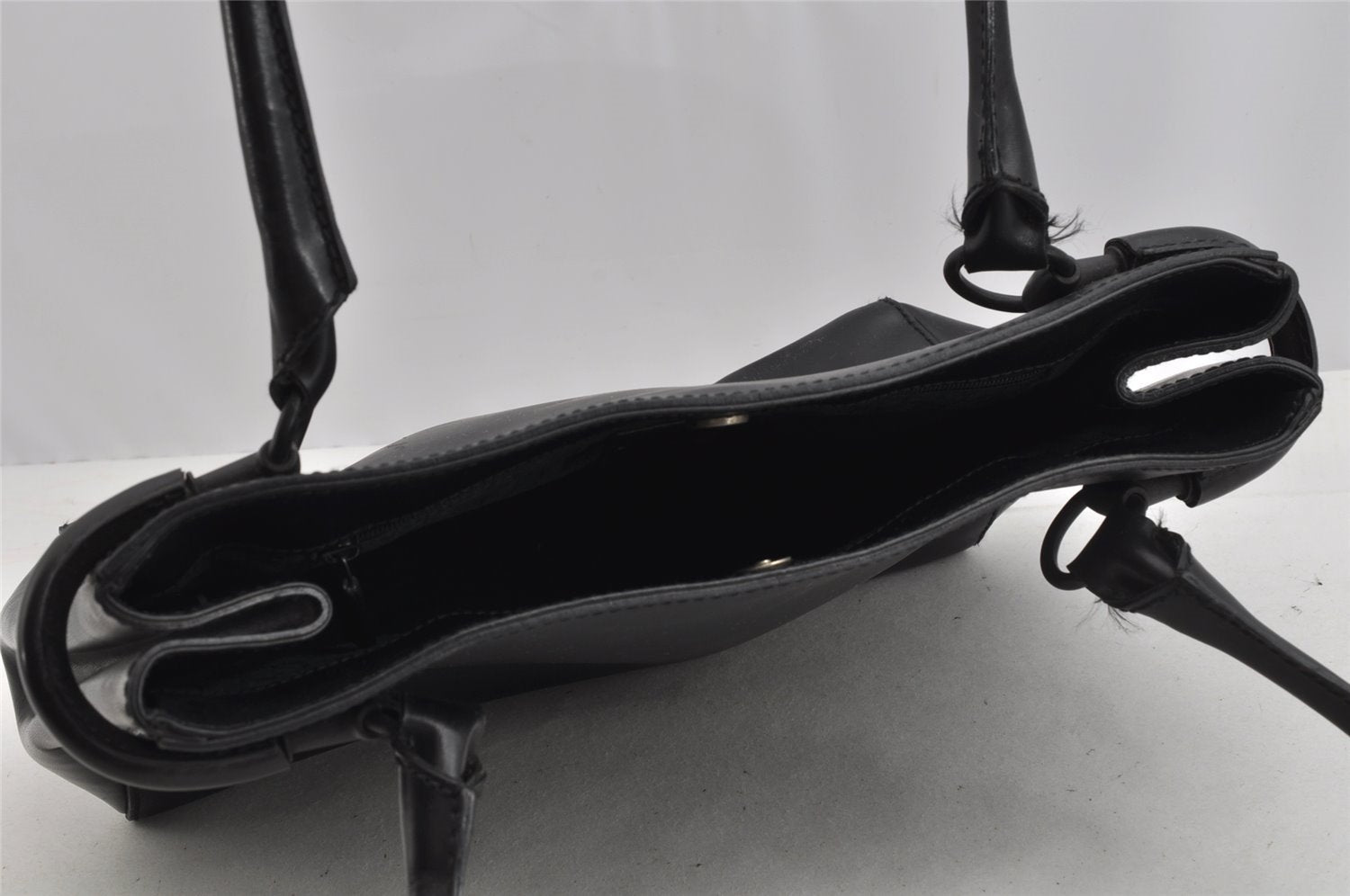 Authentic GUCCI Horsebit Vintage Shoulder Tote Bag Leather 101971 Black 7522I