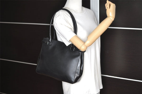 Authentic GUCCI Horsebit Vintage Shoulder Tote Bag Leather 101971 Black 7522I