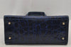 Authentic Gianni Versace Vintage Leather Hand Bag Purse Blue 7522J