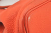 Authentic HERMES Vintage Garden Party MM Shoulder Tote Bag Leather Orange 7522K