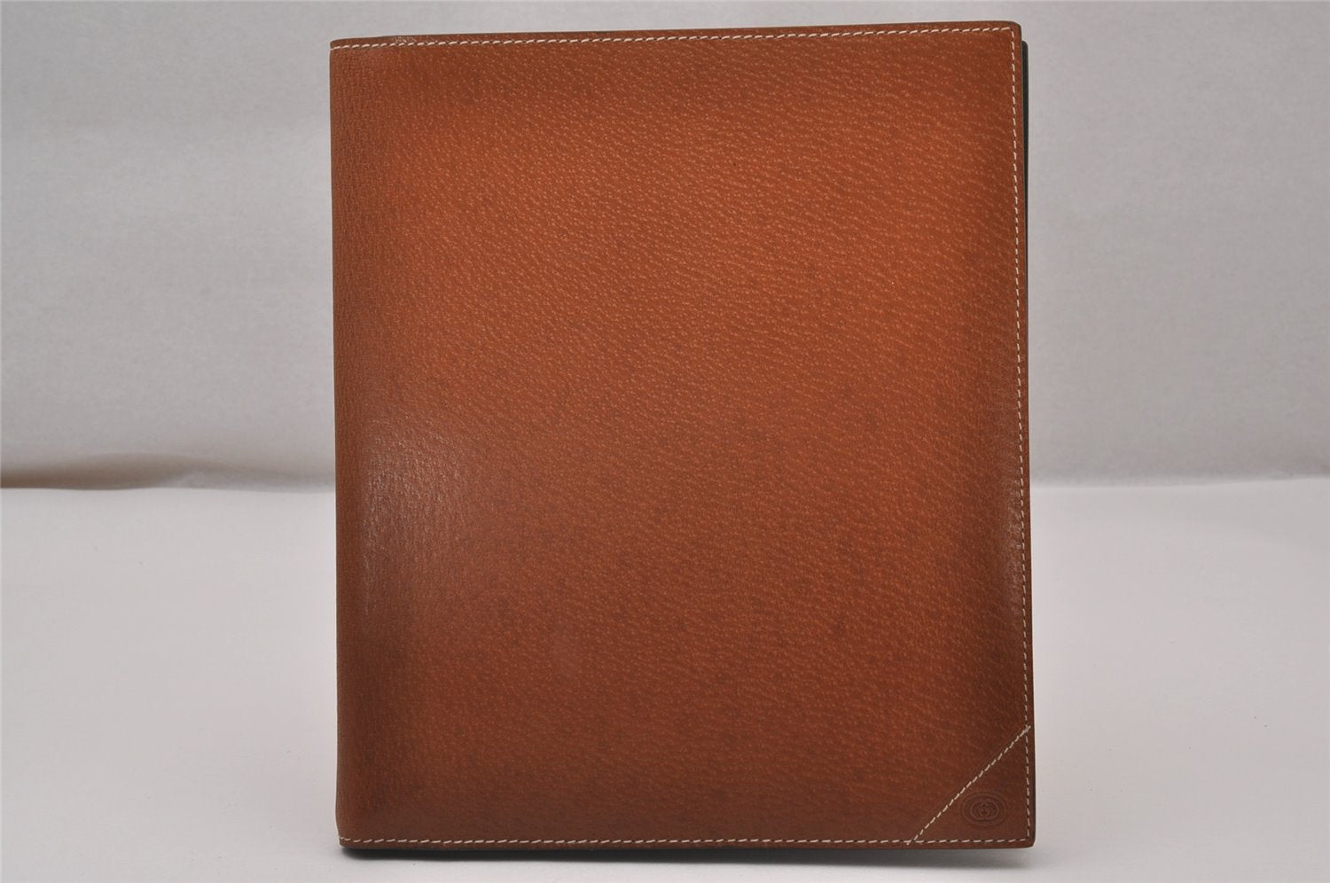 Authentic GUCCI Vintage Note Book Notebook Cover Leather Brown Box 7523I
