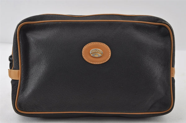 Authentic GUCCI Vintage Clutch Hand Bag Purse Leather Black Junk 7524I