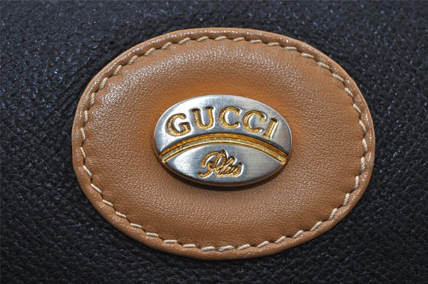 Authentic GUCCI Vintage Clutch Hand Bag Purse Leather Black Junk 7524I