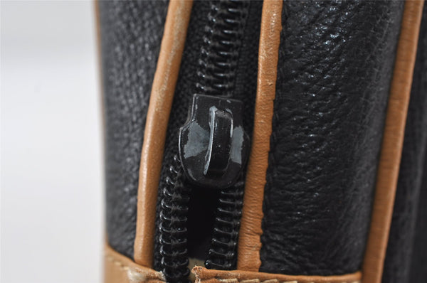 Authentic GUCCI Vintage Clutch Hand Bag Purse Leather Black Junk 7524I