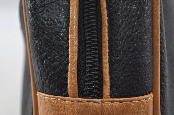 Authentic GUCCI Vintage Clutch Hand Bag Purse Leather Black Junk 7524I