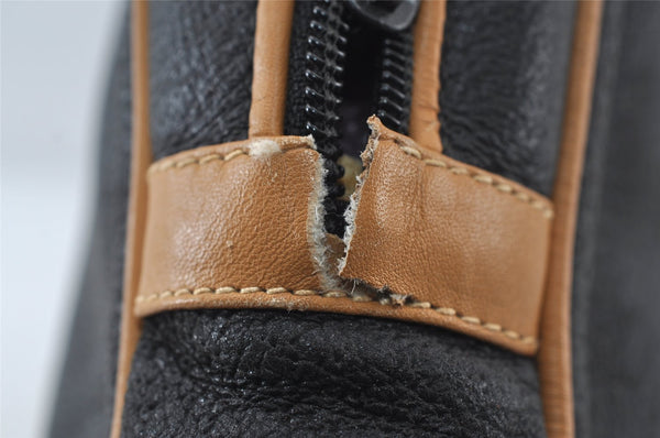 Authentic GUCCI Vintage Clutch Hand Bag Purse Leather Black Junk 7524I