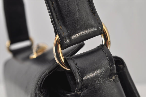 Authentic GUCCI Vintage Shoulder Hand Bag Purse Leather Black 7524J