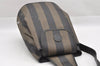 Authentic FENDI Pequin Shoulder Cross Body Bag PVC Leather Brown Black 7525I