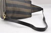 Authentic FENDI Pequin Shoulder Cross Body Bag PVC Leather Brown Black 7525I