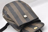 Authentic FENDI Pequin Shoulder Cross Body Bag PVC Leather Brown Black 7525I