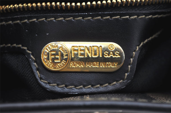 Authentic FENDI Pequin Shoulder Cross Body Bag PVC Leather Brown Black 7525I
