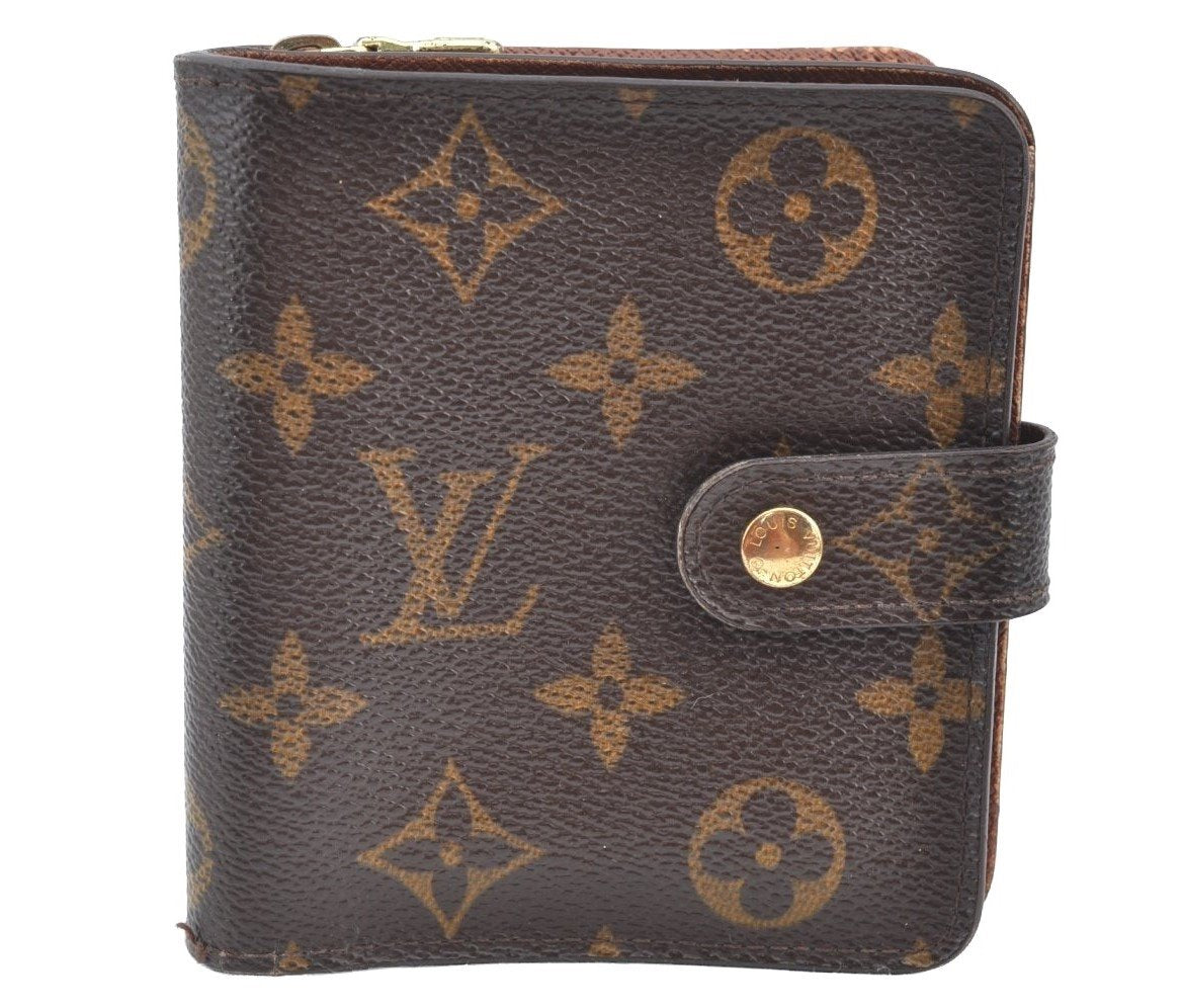 Authentic Louis Vuitton Monogram Compact Zip Bifold Wallet Purse M61667 LV 7526H