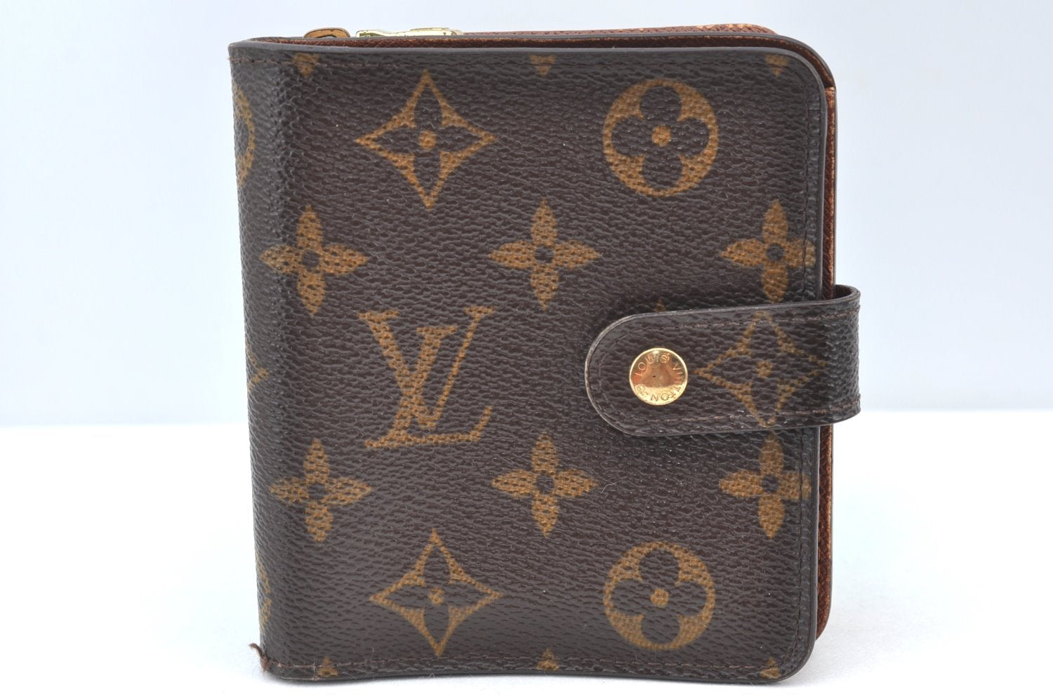 Authentic Louis Vuitton Monogram Compact Zip Bifold Wallet Purse M61667 LV 7526H