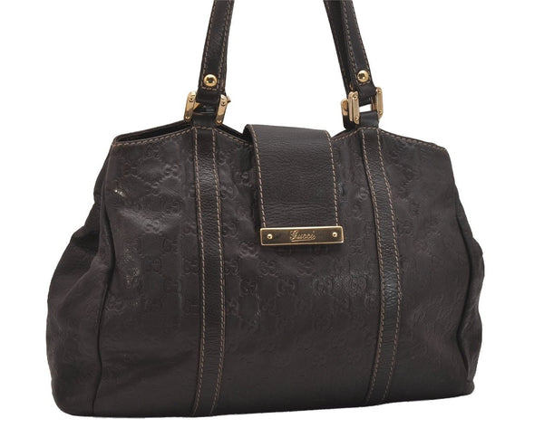Authentic GUCCI Guccissima Shoulder Tote Bag GG Leather 211935 Brown 7526J