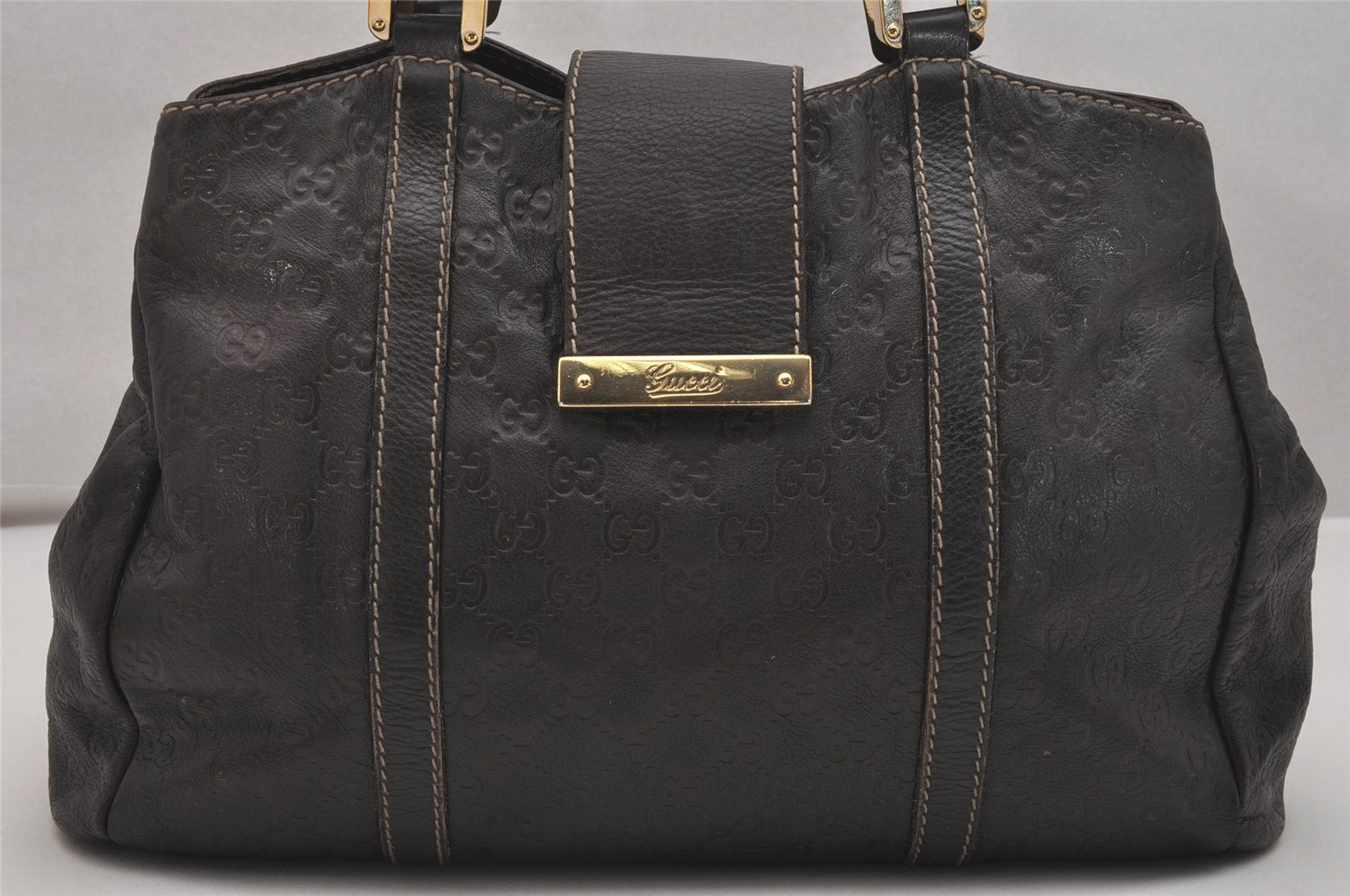 Authentic GUCCI Guccissima Shoulder Tote Bag GG Leather 211935 Brown 7526J