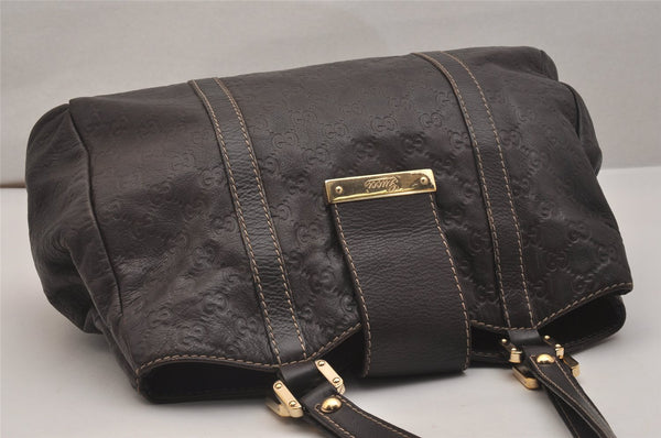 Authentic GUCCI Guccissima Shoulder Tote Bag GG Leather 211935 Brown 7526J