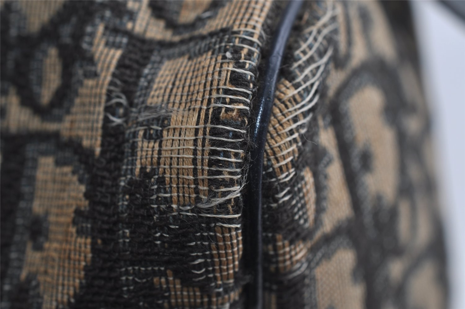 Authentic Christian Dior Trotter Hand Boston Bag Canvas Leather Blue 7527I