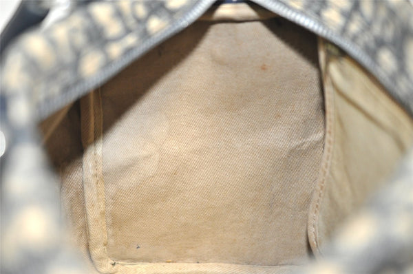 Authentic Christian Dior Trotter Hand Boston Bag Canvas Leather Blue 7527I