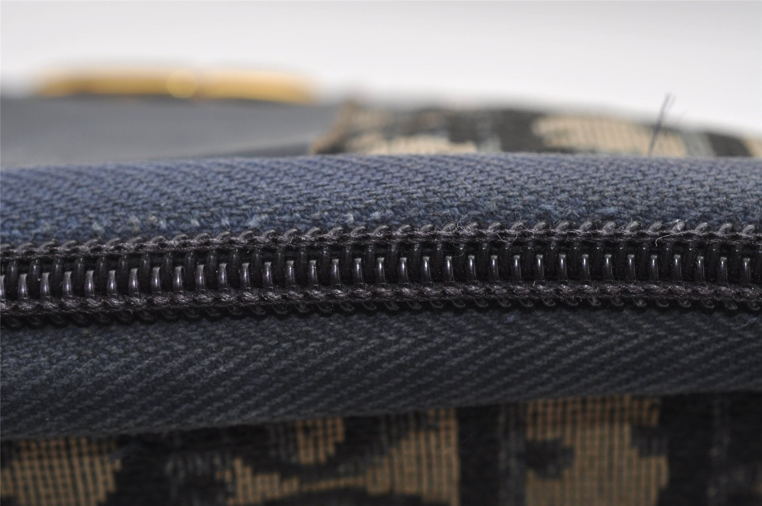 Authentic Christian Dior Trotter Shoulder Bag Purse Canvas Leather Blue 7528I