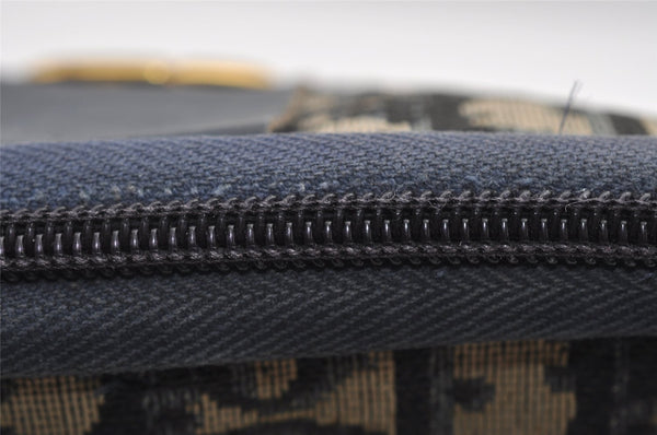 Authentic Christian Dior Trotter Shoulder Bag Purse Canvas Leather Blue 7528I