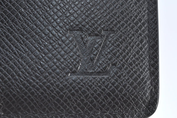 Authentic Louis Vuitton Taiga Portefeuille Ron Long Wallet Black M30541 LV 7532H