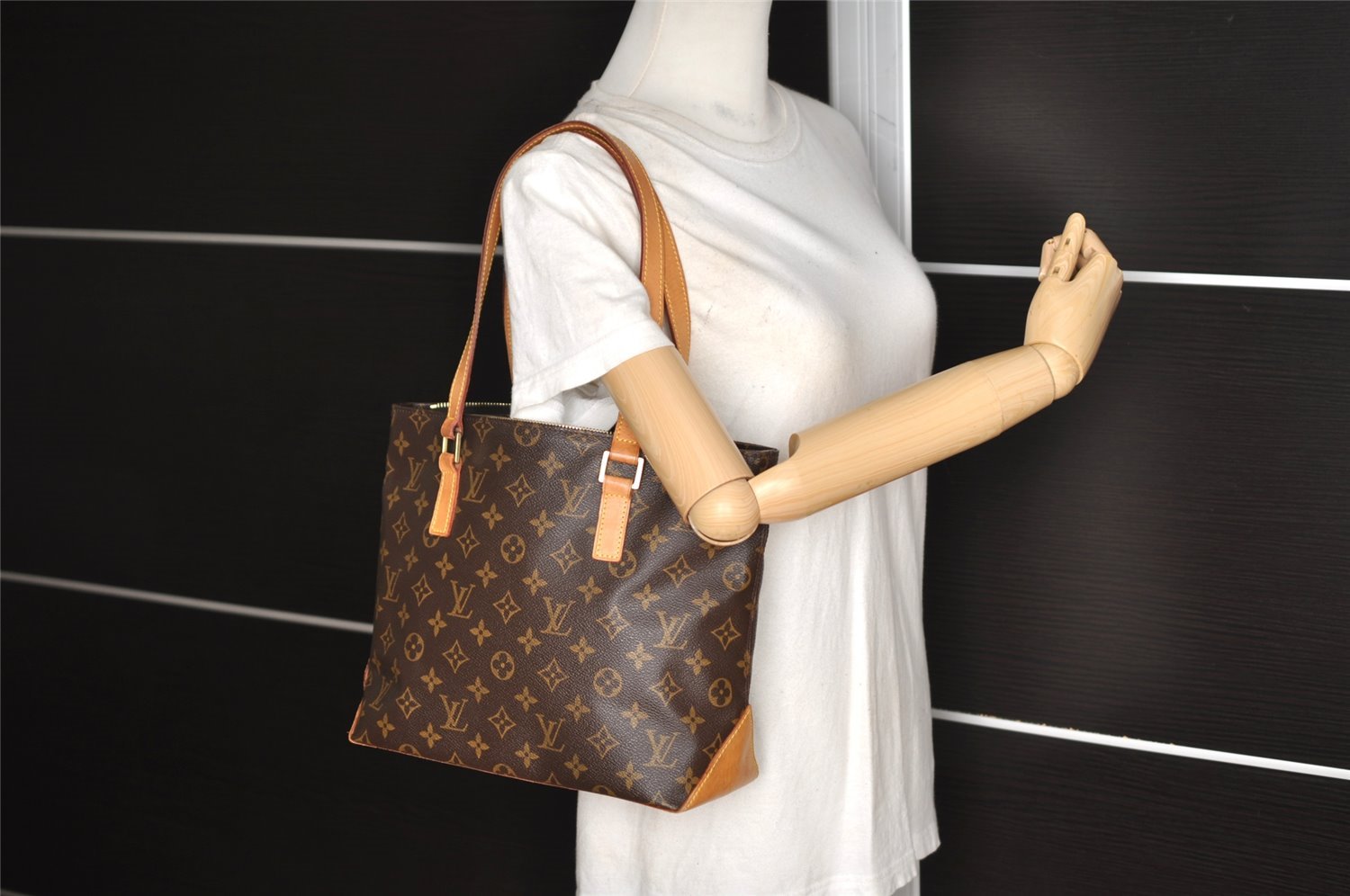 Authentic Louis Vuitton Monogram Cabas Piano Shoulder Tote Bag M51148 Junk 7532I