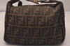Authentic FENDI Vintage Zucca Hand Bag Purse Canvas Leather Brown 7532J