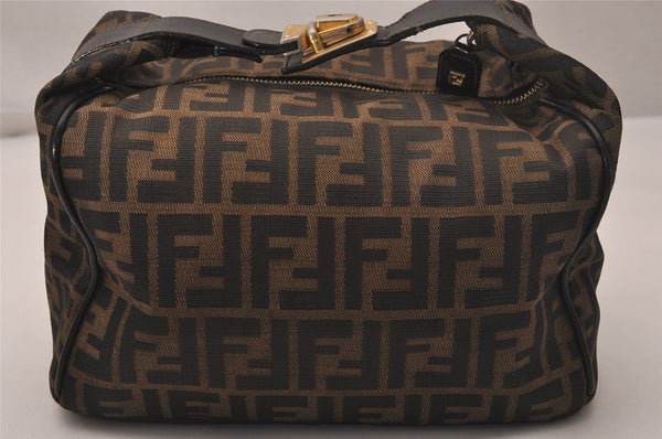 Authentic FENDI Vintage Zucca Hand Bag Purse Canvas Leather Brown 7532J