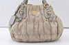 Authentic PRADA Tessuto Gaufre Nylon Leather 2Way Shoulder Hand Bag Beige 7532K