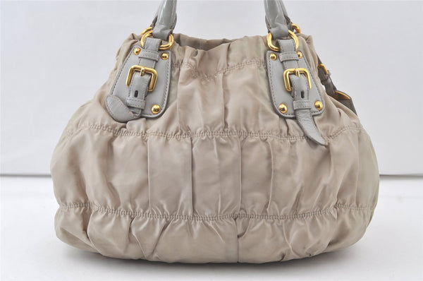 Authentic PRADA Tessuto Gaufre Nylon Leather 2Way Shoulder Hand Bag Beige 7532K