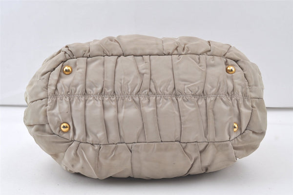 Authentic PRADA Tessuto Gaufre Nylon Leather 2Way Shoulder Hand Bag Beige 7532K