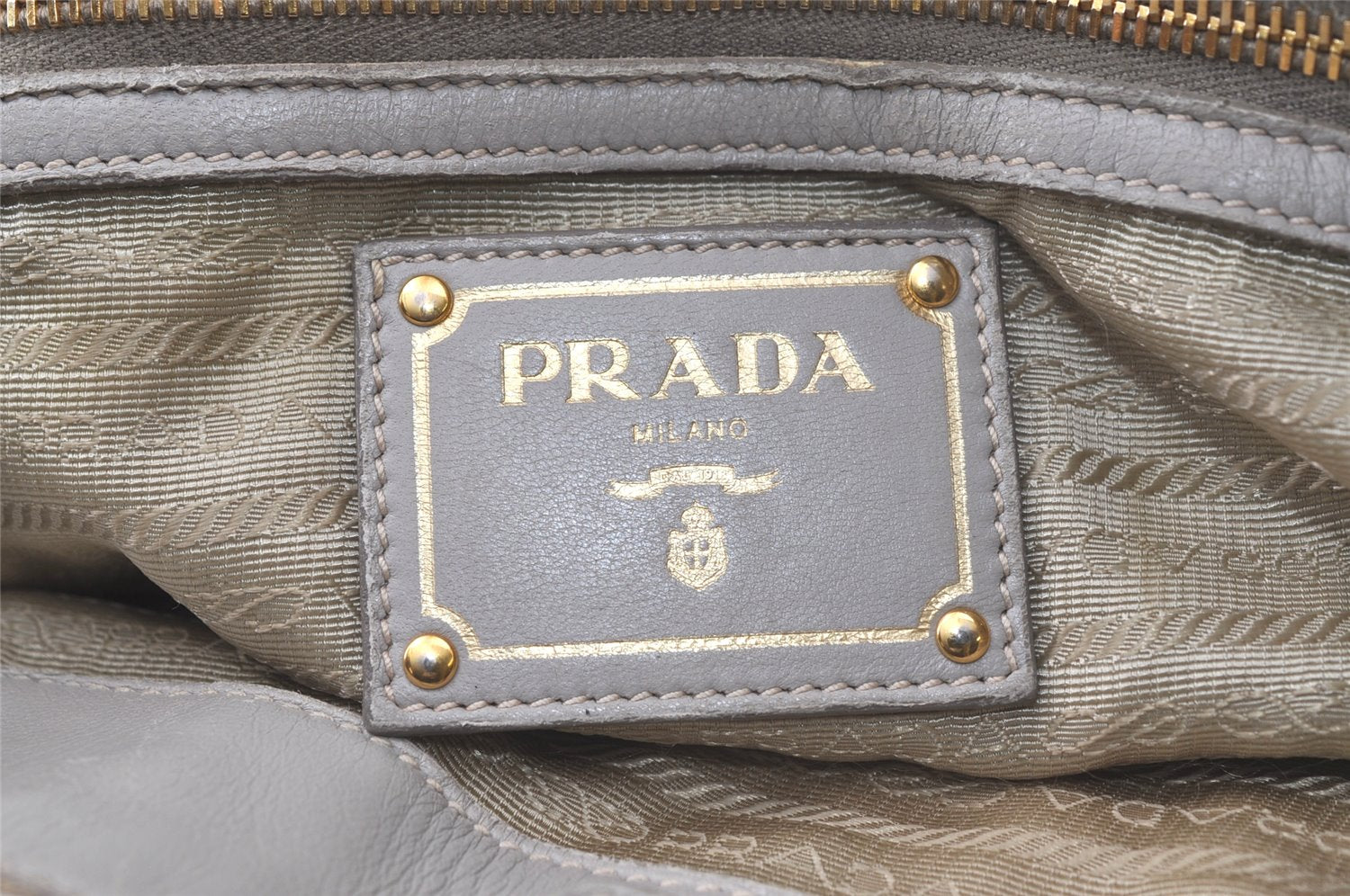 Authentic PRADA Tessuto Gaufre Nylon Leather 2Way Shoulder Hand Bag Beige 7532K