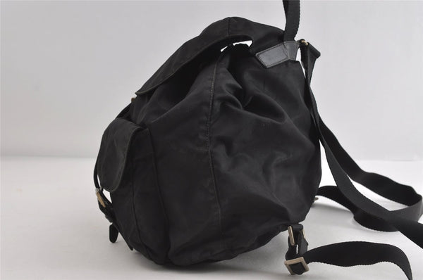 Authentic PRADA Vintage Nylon Tessuto Leather Backpack Black 7533I