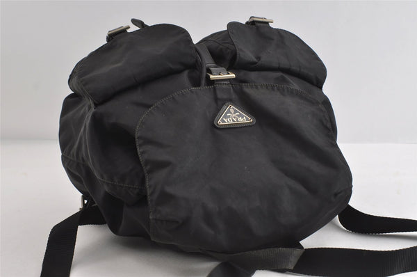 Authentic PRADA Vintage Nylon Tessuto Leather Backpack Black 7533I