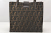 Authentic FENDI Vintage Zucca Shoulder Tote Bag Purse Canvas Leather Brown 7533K