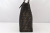 Authentic FENDI Vintage Zucca Shoulder Tote Bag Purse Canvas Leather Brown 7533K