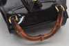 Authentic GUCCI Vintage Bamboo Drawstring Backpack Enamel Brown 7534K