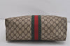 Authentic GUCCI Web Sherry Line Shoulder Tote Bag GG PVC Leather Brown 7537I