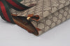 Authentic GUCCI Web Sherry Line Shoulder Tote Bag GG PVC Leather Brown 7537I