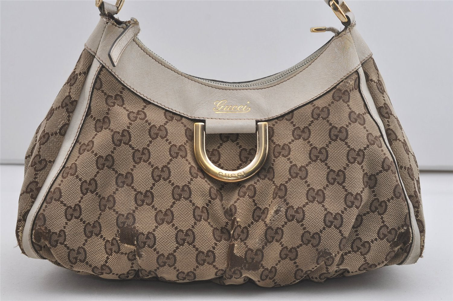 Authentic GUCCI Abbey Shoulder Hand Bag GG Canvas Leather 190525 Brown 7538I