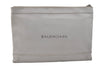 Authentic BALENCIAGA Clip M Logo Clutch Bag Purse Calf Skin 373834 White 7538K