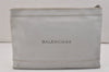 Authentic BALENCIAGA Clip M Logo Clutch Bag Purse Calf Skin 373834 White 7538K